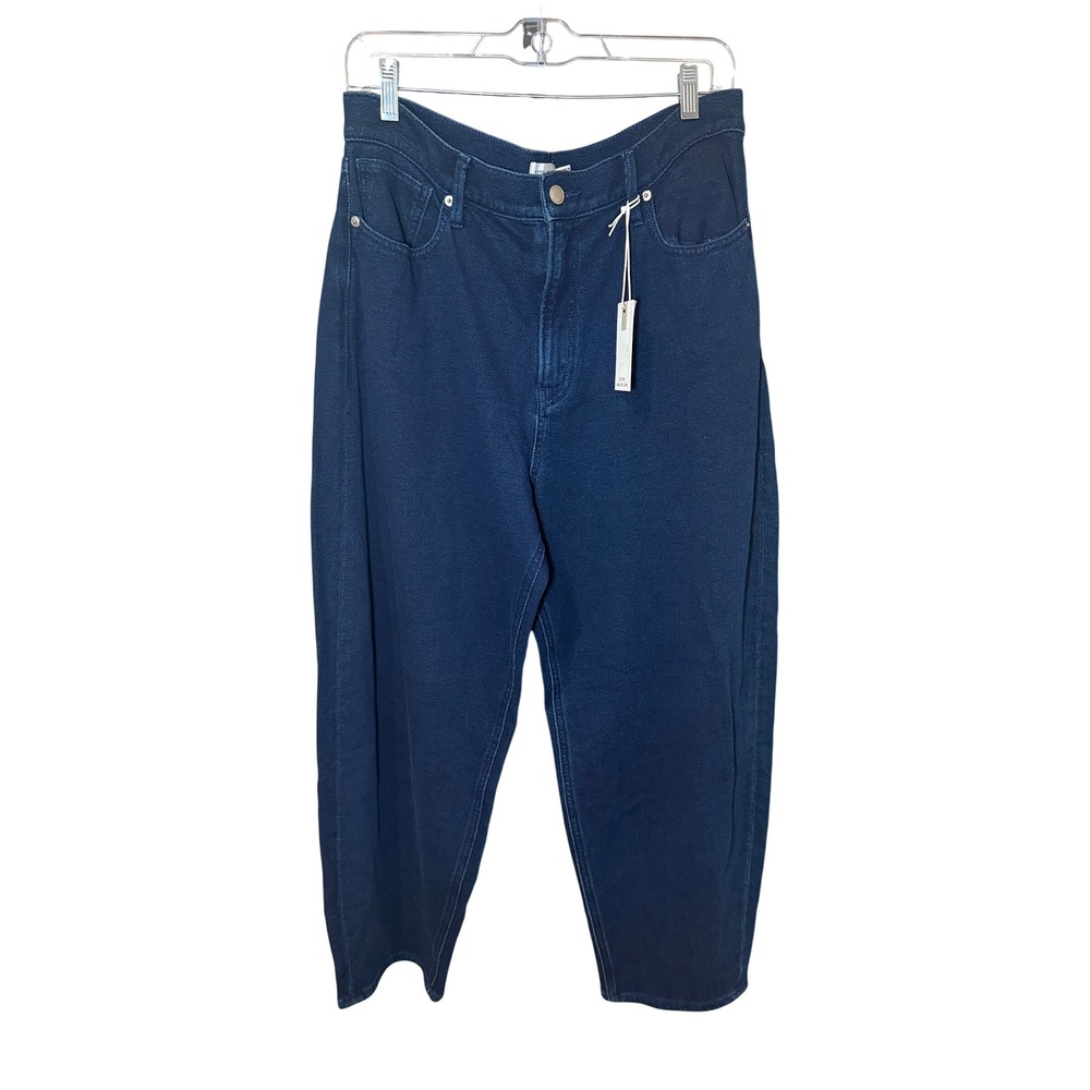 Good American NWT Jeanius Barrel Sweatpants Jeans Dark Wash Size 12/31 - Picture 2 of 10